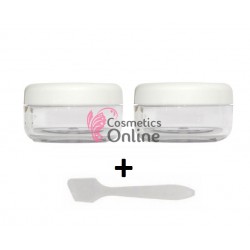 Recipient cu capac pentru cosmetica sau unghii 8gr, Alb Cod TDX009 - 2 bucati + spatula